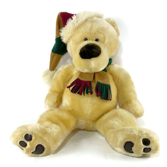 Winter Teddy Bear Brown With Hat and Scarf Large 22" - Picture 1 of 8